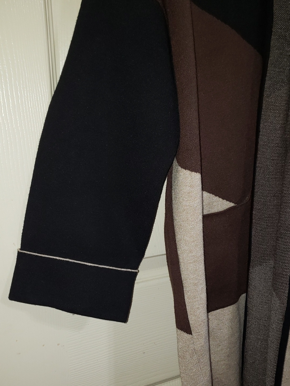 ππ€π DOR DOR COLOR BLOCK CARDIGAN BROWN BLACK TAN SMALL NEW - Picture 8 of 14